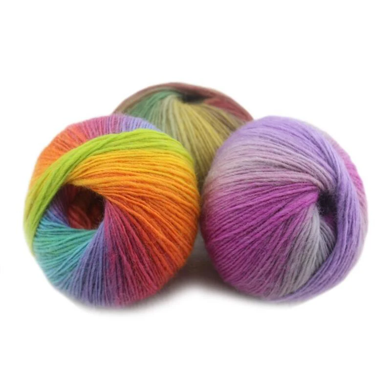 

50g/Ball Chunky Baby Wool Ball Hand-Weaving Rainbow Colorful Knitting Crochet Yarn Craft for Sewing DIY Cloth Accessories