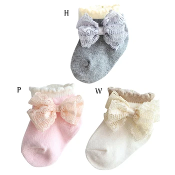 

Casual Baby Girl Socks Bowknot Design Lace Cotton Short Socks Infant Children Newborn Socks 0-12M