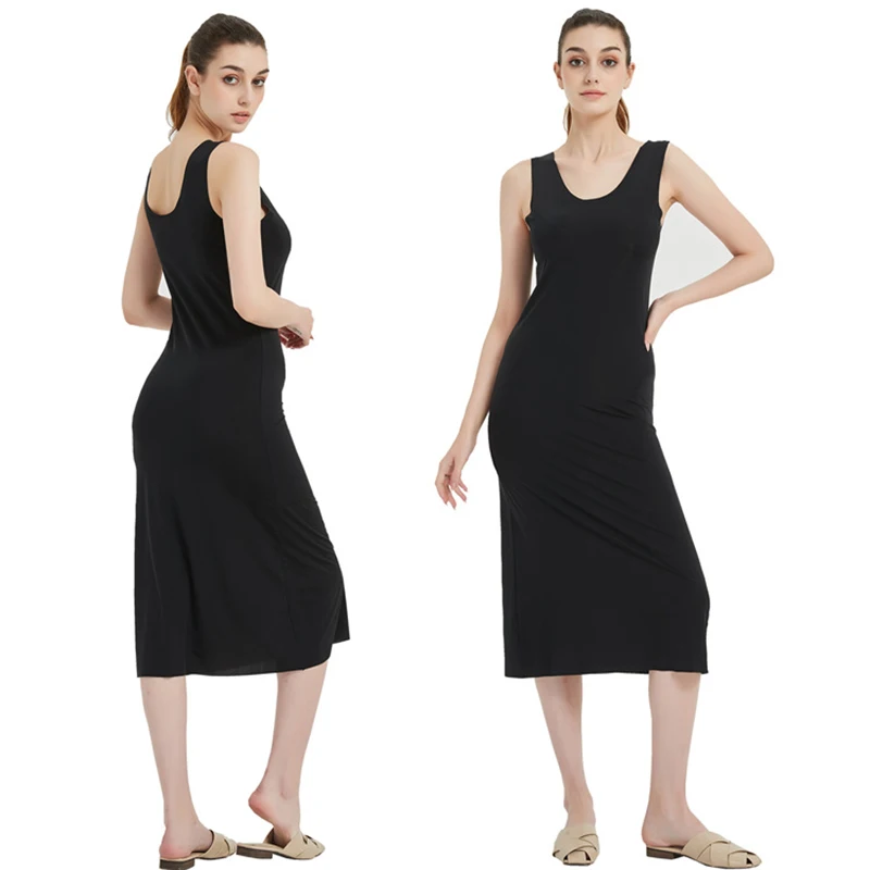 Full Slips Dresses Women Summer Ice Silk Cool Petticoat Underkirt Seamless Underwear M-5XL