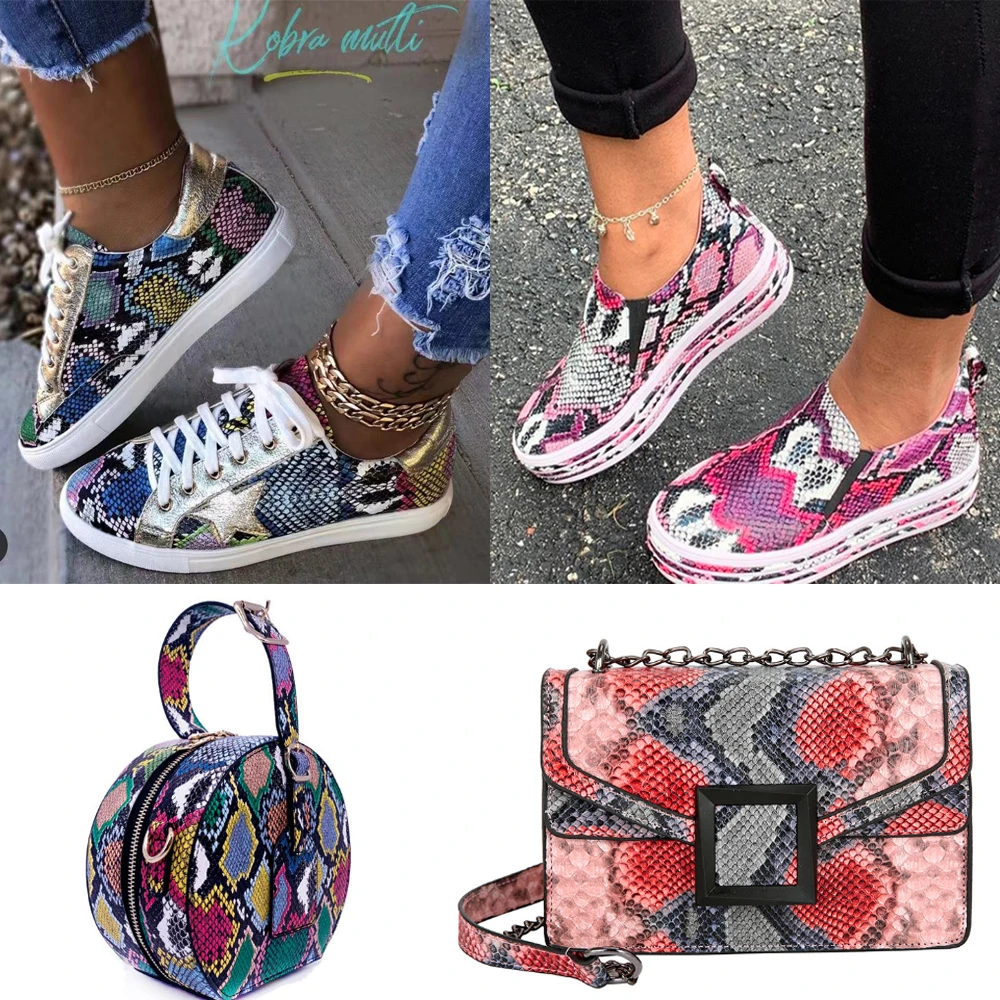 snakeskin bag and shoes