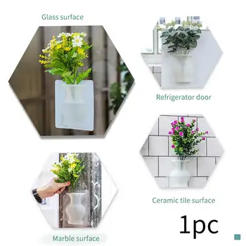 

Potted Reusable Flower Plants Exhibition Office Wall Mounted Strong Sticky Window Small Silicone Vase Detachable Wedding Kitchen