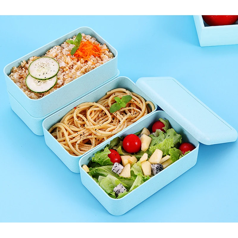 1 шт. японский Bento Box, Штабелируемый пшеничной соломы портативный герметичный Ланч-бокс контейнер для хранения еды закуски сэндвич-бокс