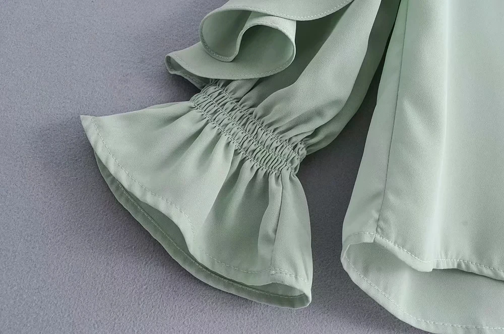 Кимоно блузка женские топы и блузки blusas mujer de moda английский стиль каскадные оборки v-образный вырез сплошной