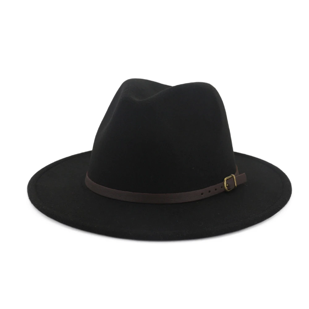 Для мужчин Для женщин шерстяная шляпа Fedora с поясом поп женская шляпа Панама джазовая, шляпа Размеры окружности головы 56-58 см