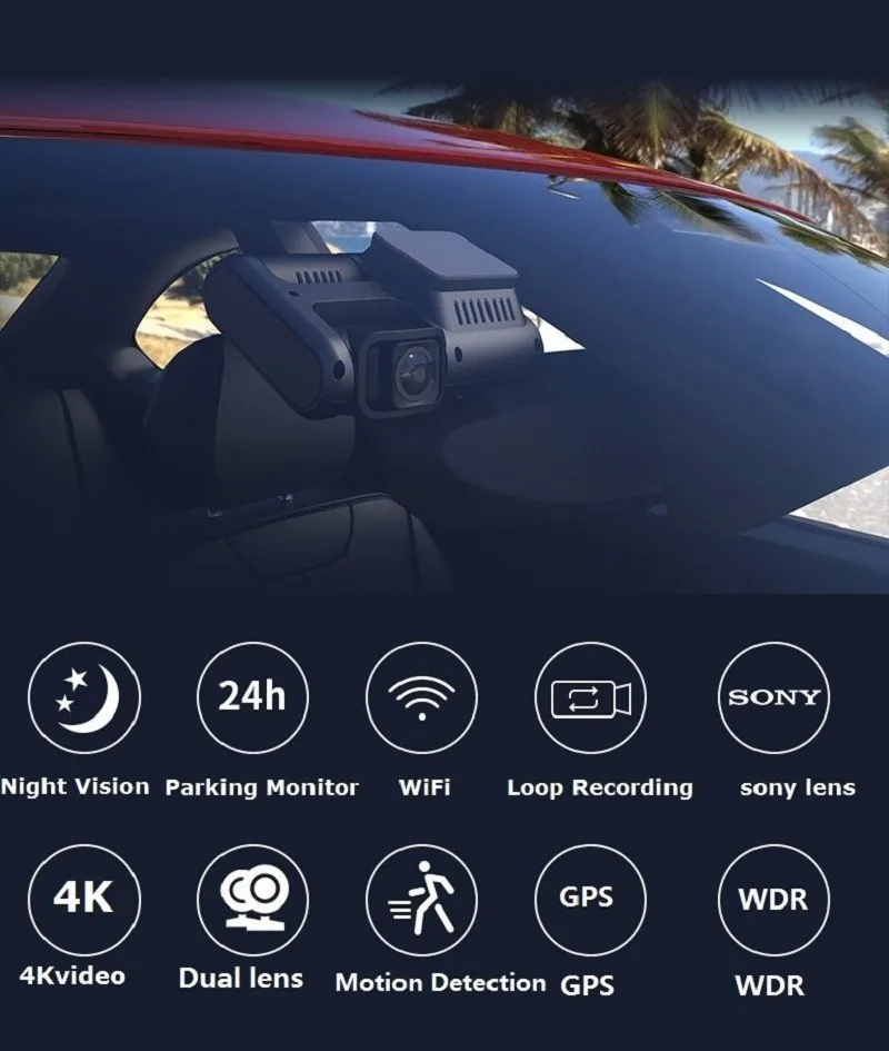 Видеорегистратор Novatek D30H 4K 2160P Wi Fi GPS ночное видение|Видеорегистраторы| |