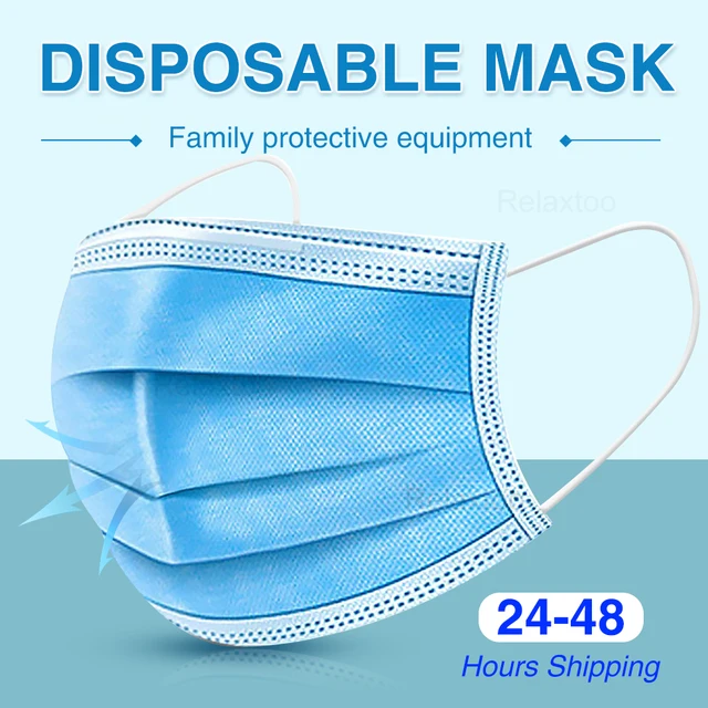 US $7.46  Protective Mask Virus Protect 3 Layers Non Woven Disposable Antivirus Mask Dustproof Earloop Face M