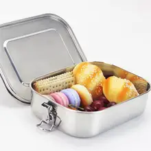 2 шт из нержавеющей стали Ланч-бокс прямоугольный снэк-бокс коробка для фаст-фуда контейнер для дома школы кемпинга(однослойный с пряжкой
