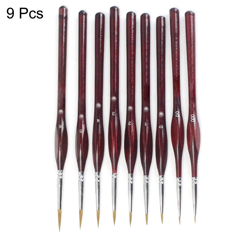 9Pcs Hook Line Pen Hand-Painted Gouache Oil Painting watercolor paint brushes Nail | Канцтовары для офиса и дома