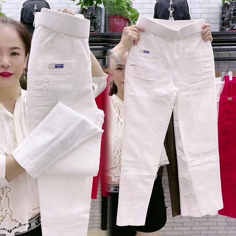 

2023 Spring Autumn Korea Fashion Women Elastic Waist Loose Pants Plus Size All-matched Casual Cotton Harem Pants Femme Trousers