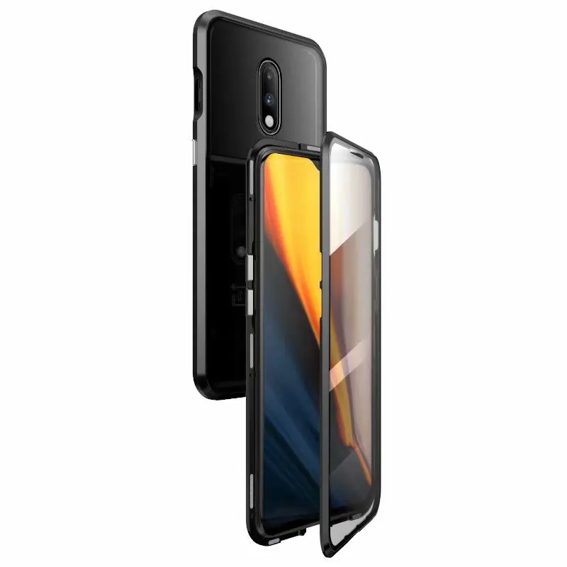 SMWCW Black Капа fundas алюминиевый бампер передний+ задний стеклянный чехол для Oneplus 7 1+ 7 Pro Бампер защитный чехол - Цвет: SMWCW Black