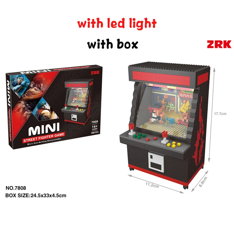 DIY смешной истребитель Arcadegames микро алмазный строительный блок игровой консоли сборки кирпичи игрушки блок со светодиодным светильник - Цвет: 7808 with light box