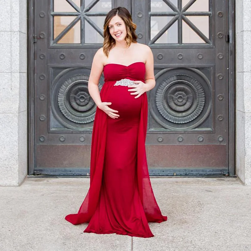 Реквизит для фотосессии для беременных; платье русалки без рукавов; облегающее Макси-платье; Платье для фотосессии; длинное платье-труба - Цвет: Wine red