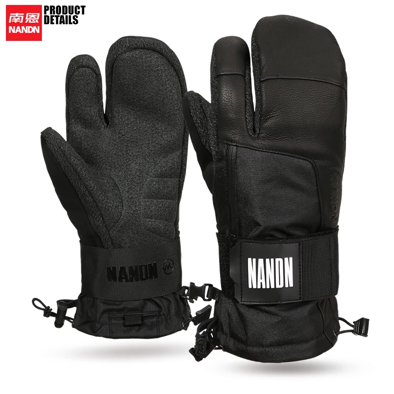 NANDN Ski gloves Waterproof and keep warm kevlar wear resistant material  snowboarding Men and women 4