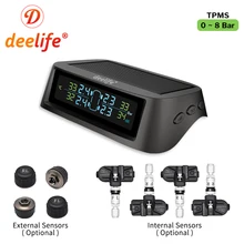 Deelife TPMS sistema di monitoraggio della pressione dei pneumatici solare 0-116 Psi 0-8 Bar TMPS Monitor della pressione dei pneumatici per auto sensore esterno interno