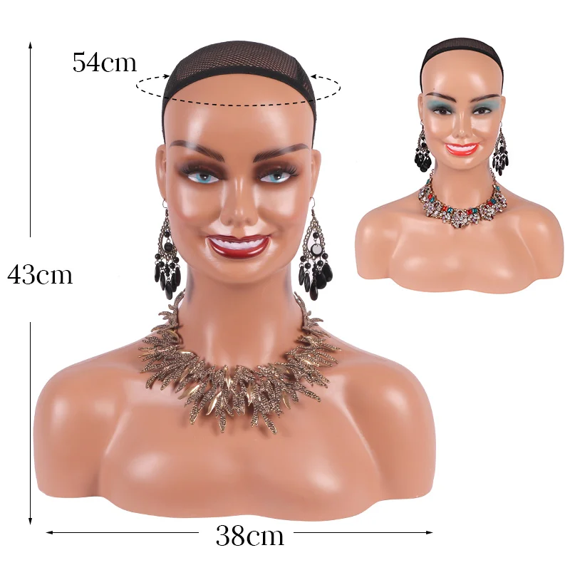 Nunify Doll Head For Wig Smile Face Mannequin Head Display Stand Manikin Head Different Makeup Mannequin Head With Shoulders