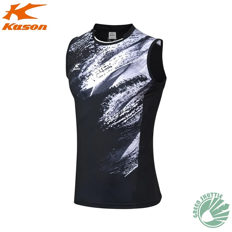 Натуральная Kason рубашка для бадминтона FVSN003-1 дышащая мужская повседневная быстросохнущая теннисная майка спортивная одежда - Цвет: Черный