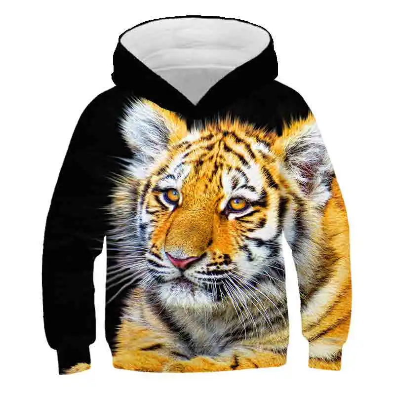 Детские толстовки с капюшоном Tiger King Модные свитшоты в стиле Харадзюку пуловеры