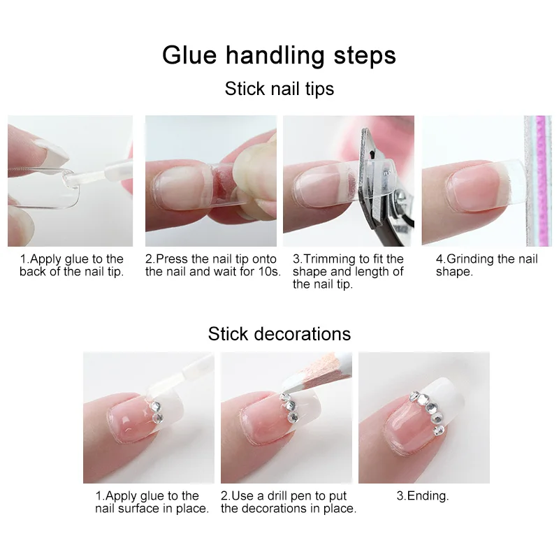 1 Bottle Fast Drying Nail Glue for False Nails 3D Rhinestone Decoration Professional Glue for Extension Manicure Adhesive Tools 6