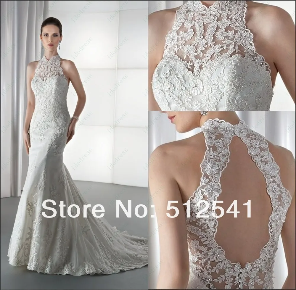 Очаровательное свадебное платье vestido de noiva с высоким воротом кружевное для