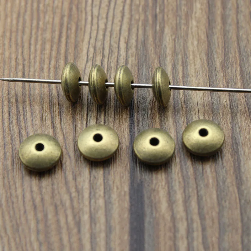 

20pcs 10mm Metal Beads Antique Bronze Oval UFO Shape Loose Spacer Beads for Jewelry Making DIY Charms Bracelet Jewelry Findings