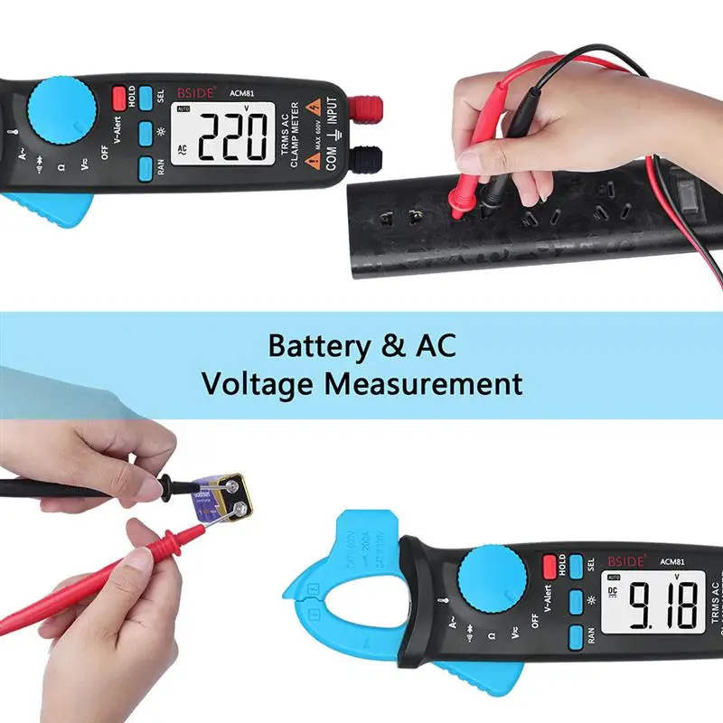 BSIDE ACM81 AC клещи 1mA True RMS Авто Диапазон мини цифровой мультиметр v-оповещение ток тестовый диод тестовый er с задней клипсой