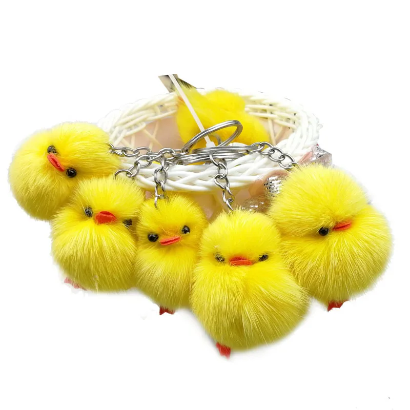 Dayoff-Lovely-Animal-Duck-Keychain-Keyring-For-Women-Girl-Jewelry-Cute-Hairball-Yellow-Chick-Key-Holder