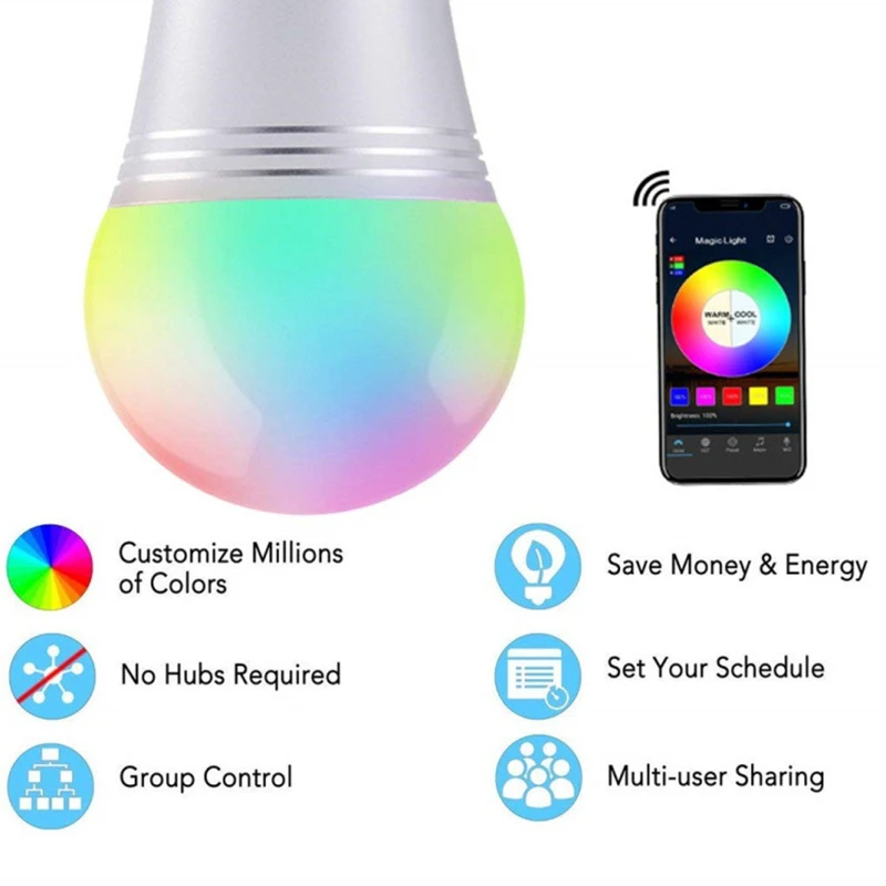 Смарт-лампа с Wi-Fi E14/E27 умный дом телефон с затемнением поддержка Alexa Google IFTTT смарт-динамик Голосовое управление 9 Вт светодиодное декоративное освещение