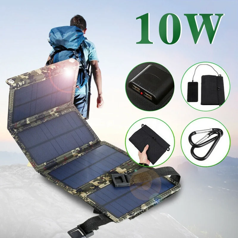 AMS-10W Usb солнечная панель складной внешний аккумулятор для кемпинга и пеших прогулок зарядное устройство