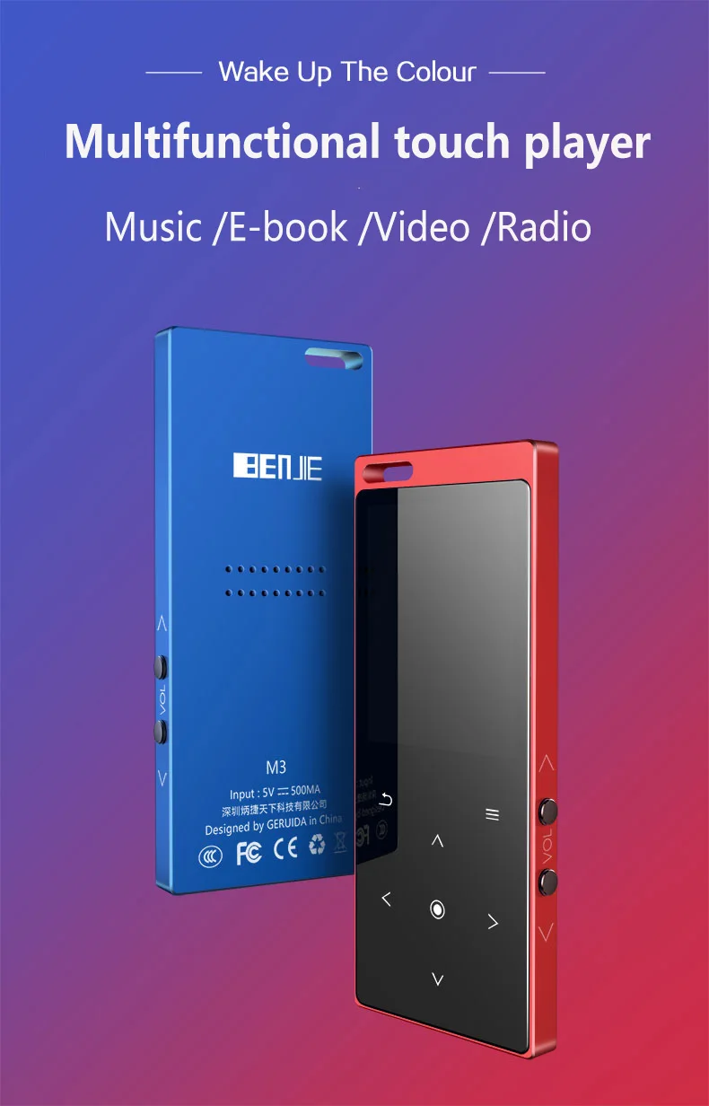Bluetooth 4,2 MP4 плеер с динамиком 16 ГБ MP3 без потерь Звук Видео плеер Поддержка FM, рекордер, электронная книга, sd-карта до 128 ГБ