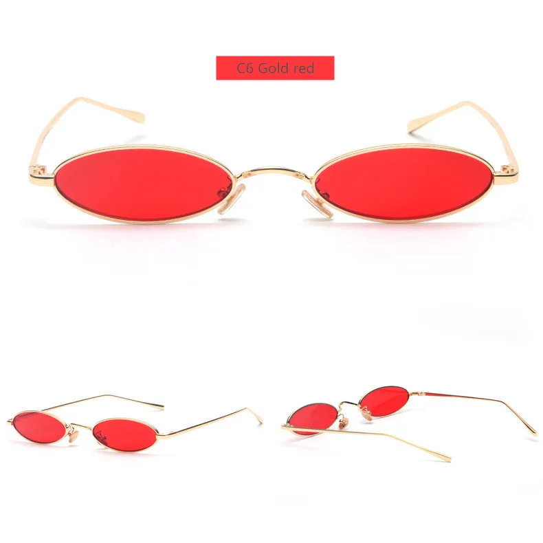 YOOSKE маленькие овальные солнцезащитные очки для женщин и мужчин роскошные круглые солнцезащитные очки ретро металлическая оправа прозрачные красные розовые очки