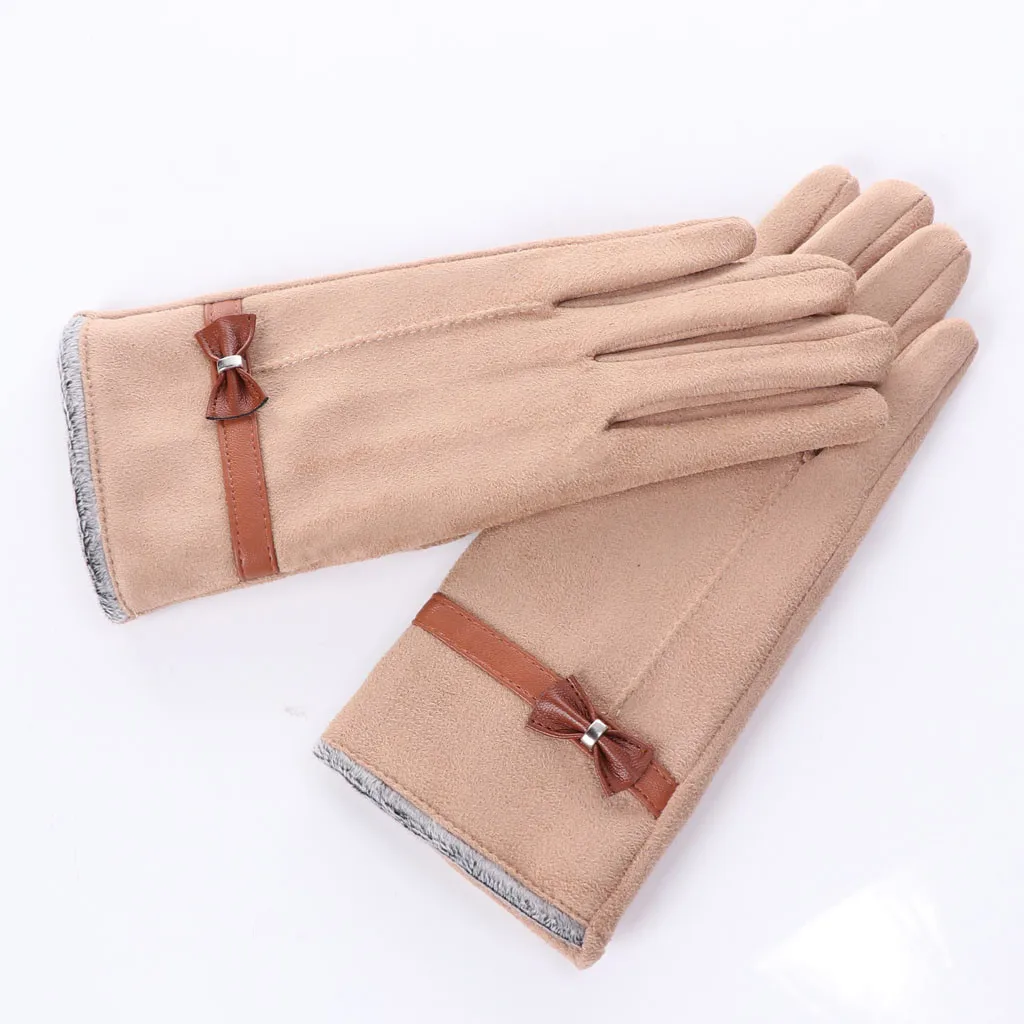 Кроличьи перчатки с ушками женские зимние перчатки с сенсорным экраном имитация теплых бархатные рукавички леди оленья кожа милые студенческие перчатки 24 стиля - Цвет: KH