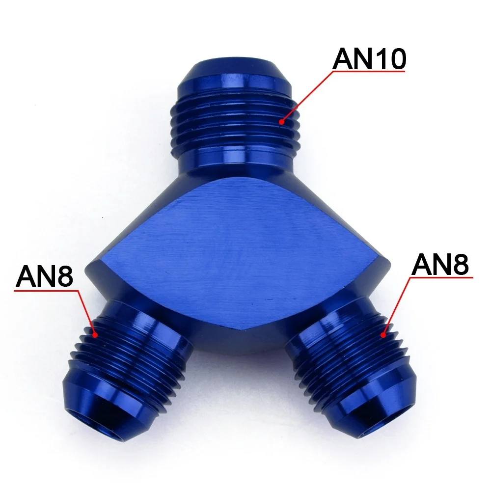 AN8-AN10 BLUE Y Тип Масляный трубный шарнир AN6 AN8 AN10 Алюминиевый Y Блок адаптер фитинги адаптер Черный - Цвет: AN8-AN10 BLUE