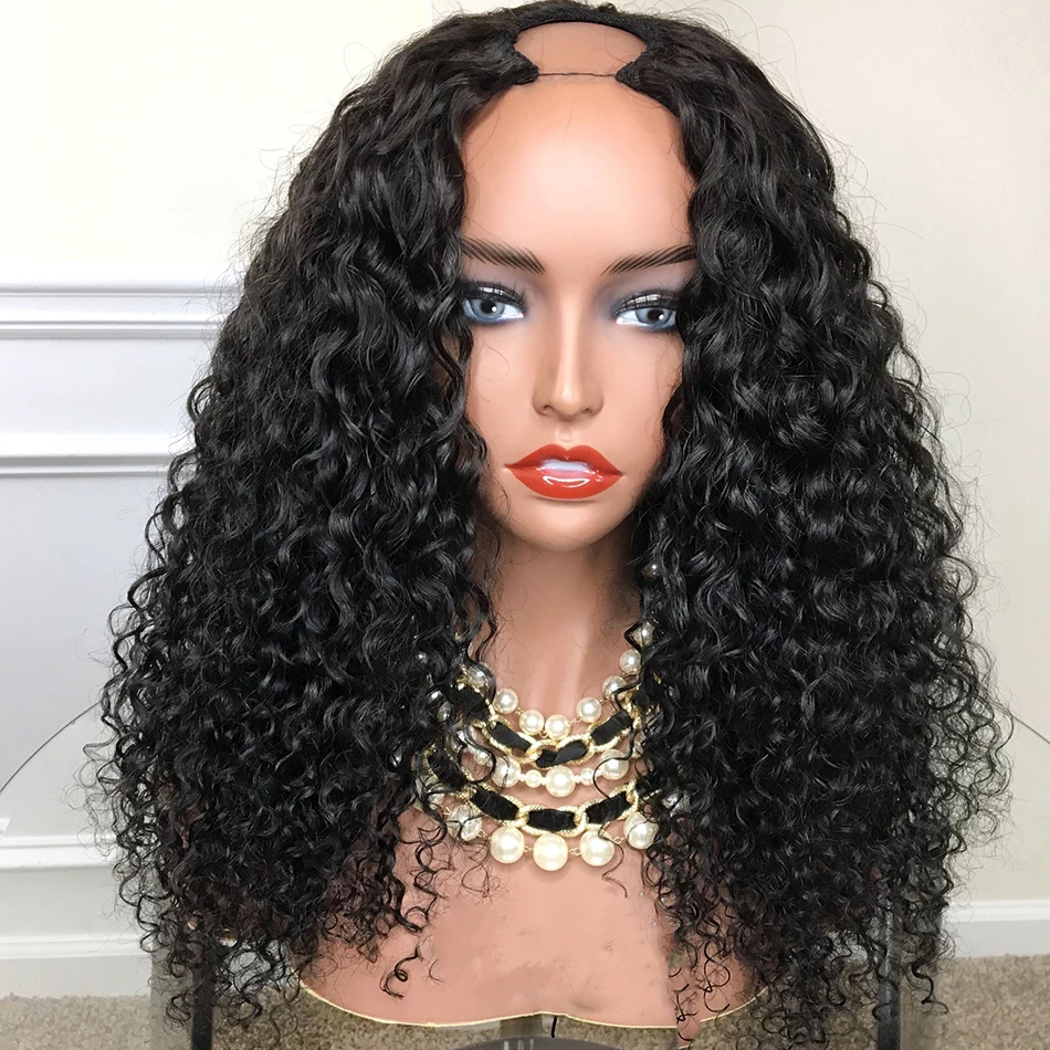 Curly U Part Wigs Human Hair Opening Space : 1*4 Brazilian Remy Middle Wig For Black Women | Шиньоны и парики