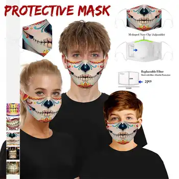 

Funny Pattem Print Grimace Ghost Skeleton Half Face Mask Reusable Protective Dustproof Mouth Mask