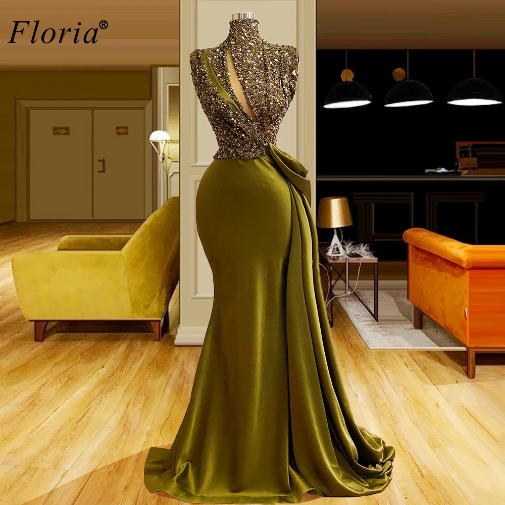 Plus Size Dubai Evening Dresses Mermaid High Neck Elegant Vestidos Formale Sexy Girls Prom Dresses Women Party Night Robes designer evening gowns