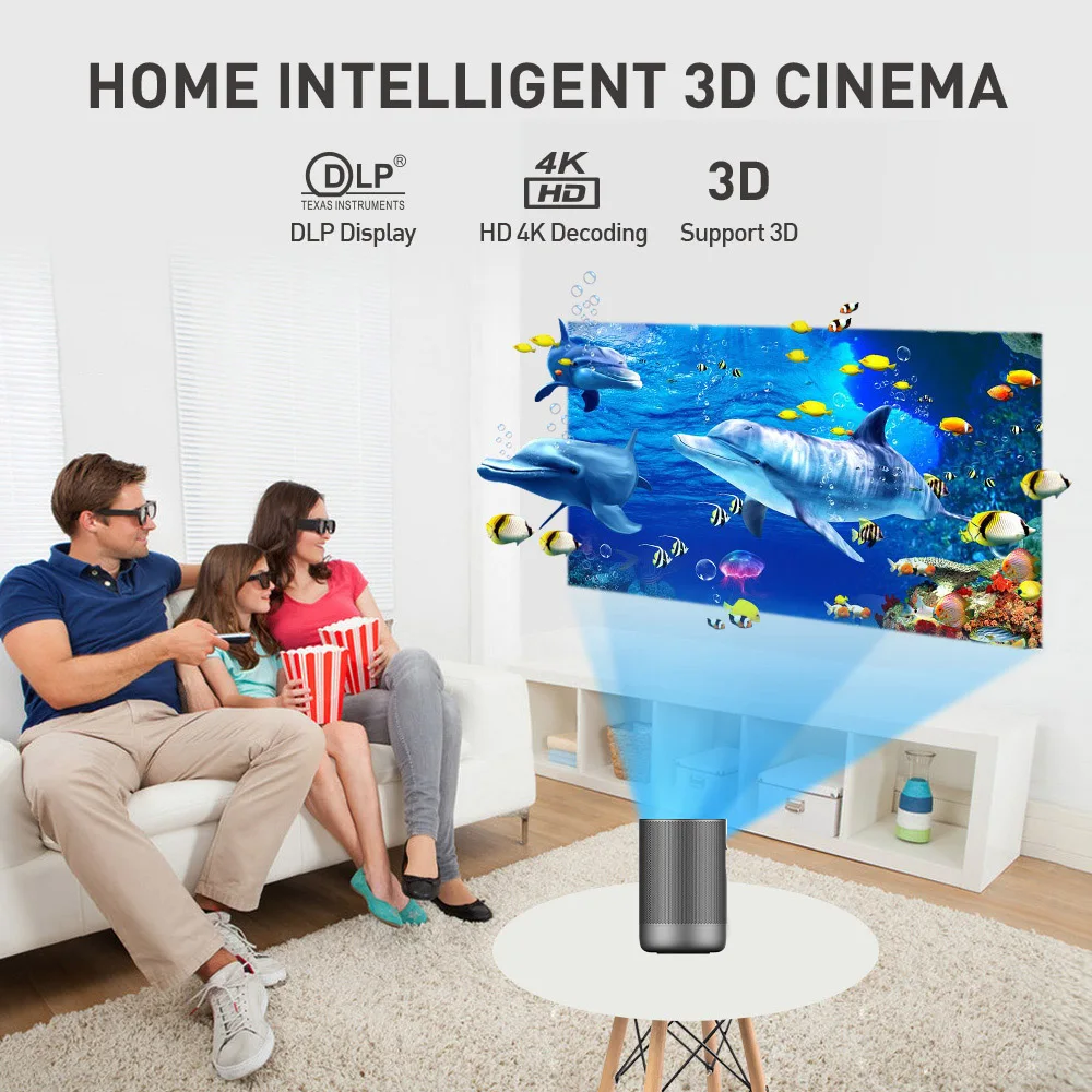 Видеопроектор Salange P9 DLP Full HD 1080P 3D Android Wi Fi Bluetooth 8000 мА · ч|Проекторы для домашнего