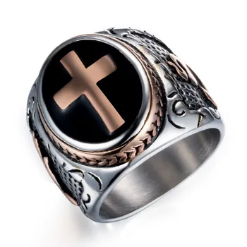

Wholesale New Christian Jewelry Rings Jesus Crucifix High Quality Titanium Steel Vintga Hand Of God Ring Party Gifts