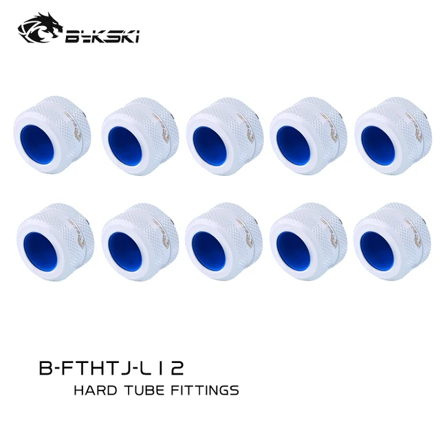 10pcs Bykski 8x12MM Hard Tube Hand Compression Fittings Anti Off ,Black,Red,White,Gold,Silver,Blue,G1/4 