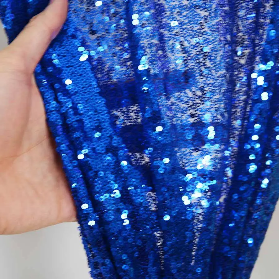Royal Blue 1 ярд блесток ткань материал СЕРЕБРО блестящая ткань с пайетками для одежды блестящий материал ручной работы s-M191009 - Цвет: Royal Blue