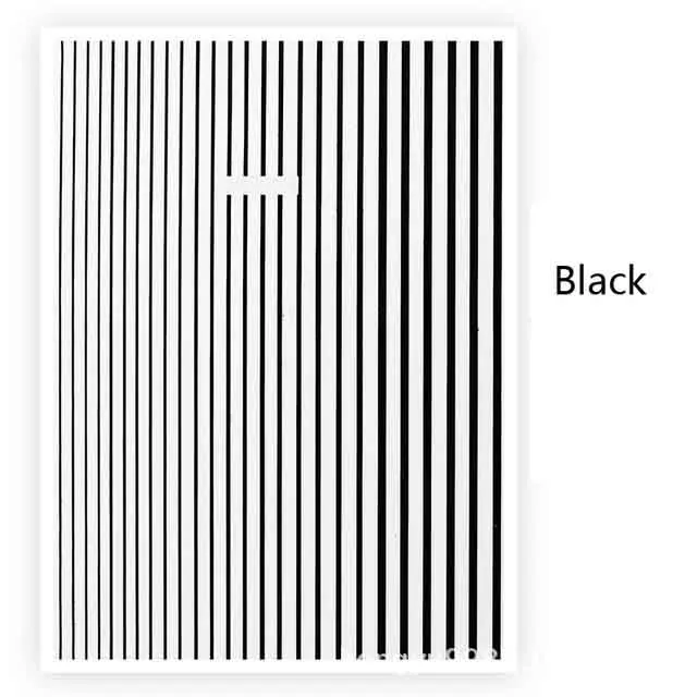 black 3D металлическая Волнистая Полоса многоразмерные линии наклейки для ногтей s гибкие полосы, 5 цветов Гибкая золотая полоса хромированная Лента 3d наклейки для ногтей - Цвет: black