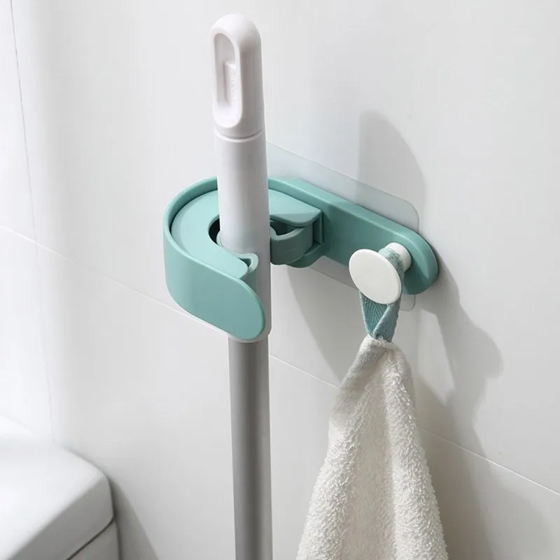 

Wall Mounted Mop Strong Double Buckle Home Bathroom Shower Hooks Holder Brush Broom Hanger Storage Rack Bathroom Holder