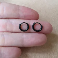 Black Plated Super Small 6mm Hoop Earrings 316 L Stainless Steel No Easy Fade Allergy Free 1