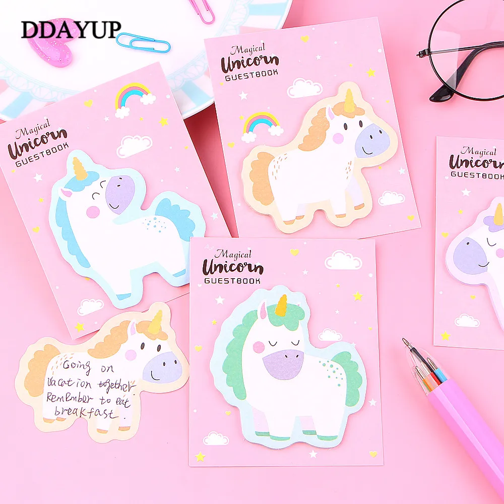 

30 Sheets/pcs Korean Kawaii Rainbow Unicorn Sticky Notes Creative Post Notepad DIY Memo Pad Office Supplies School Stationery