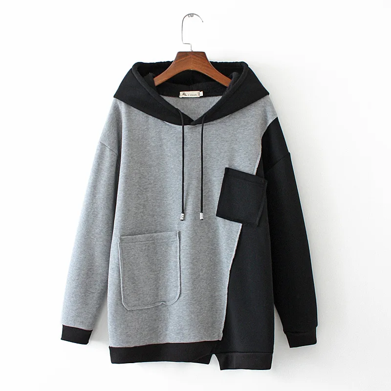 Autumn and winter plus size women's hoodie 4XL5XL 6XL 7XL 8XL bust 134CM long sleeve casual pocket hit color hoodie Autumn and winter plus size women's hoodie 4XL5XL 6XL 7XL 8XL bust 134CM long sleeve casual pocket hit color hoodie