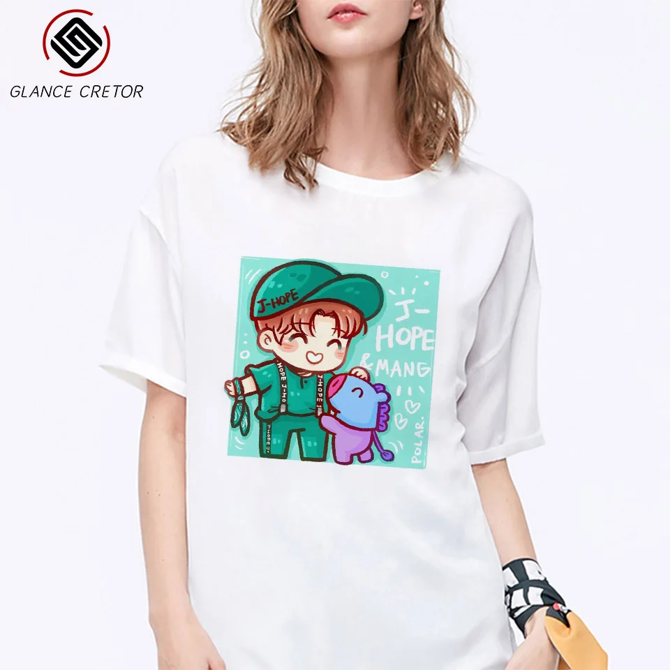 Милая уличная футболка JIMIN V JUNGKOOK топ мужские корейские футболки Летние