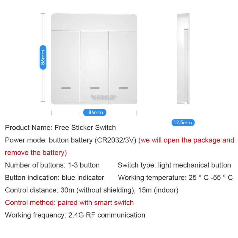 Настенный выключатель Xiaomi Mijia PTX с дистанционным управлением, беспроводной ключ, светильник с нулевой линией, умная жизнь, Wi-Fi, для Mijia APP