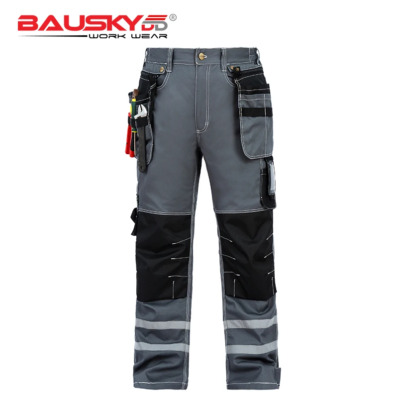 Bauskydd B114 Спецодежда осень зима рабочие штаны синяя защитная Рабочая одежда мужские с несколькими карманами брюки хлопок - Цвет: Dark grey