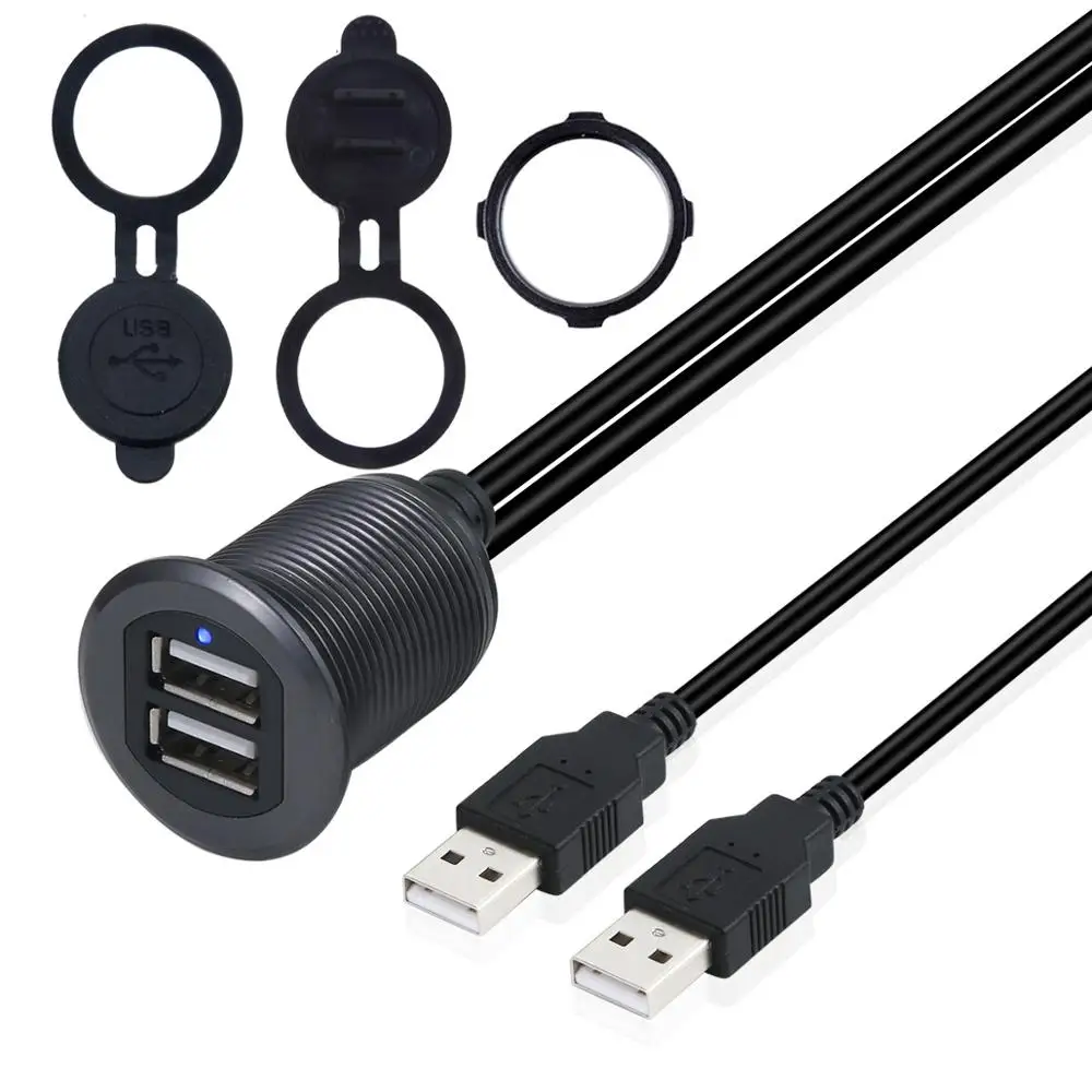 10 шт. x светодиодный светильник, металлический корпус, двойной USB разъем, удлинитель, штекер, свинцовая панель, шнур для передачи данных, автомобильная панель, заподлицо, бренд
