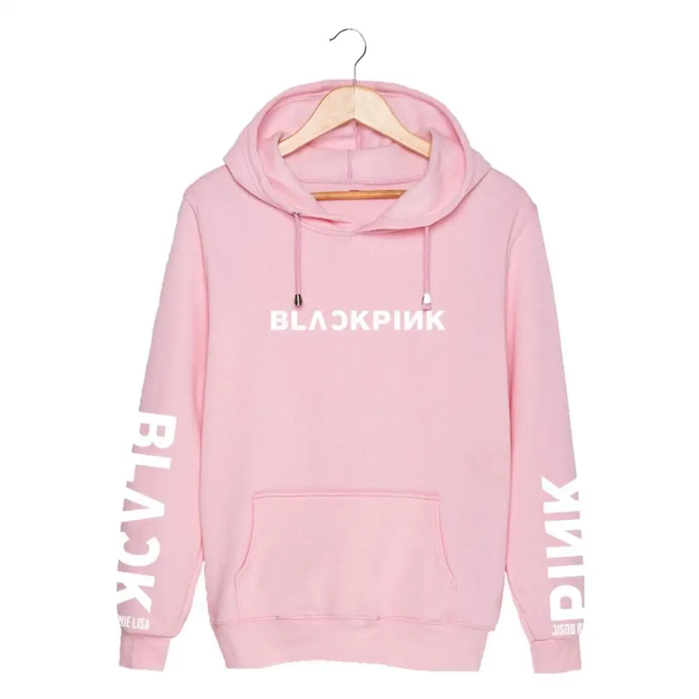 Хлопковые пуловеры Kpop Blackpink Fanmade, толстовки для влюбленных, спортивные топы, верхняя одежда(черный, белый, серый, розовый, желтый, красный - Цвет: Розовый