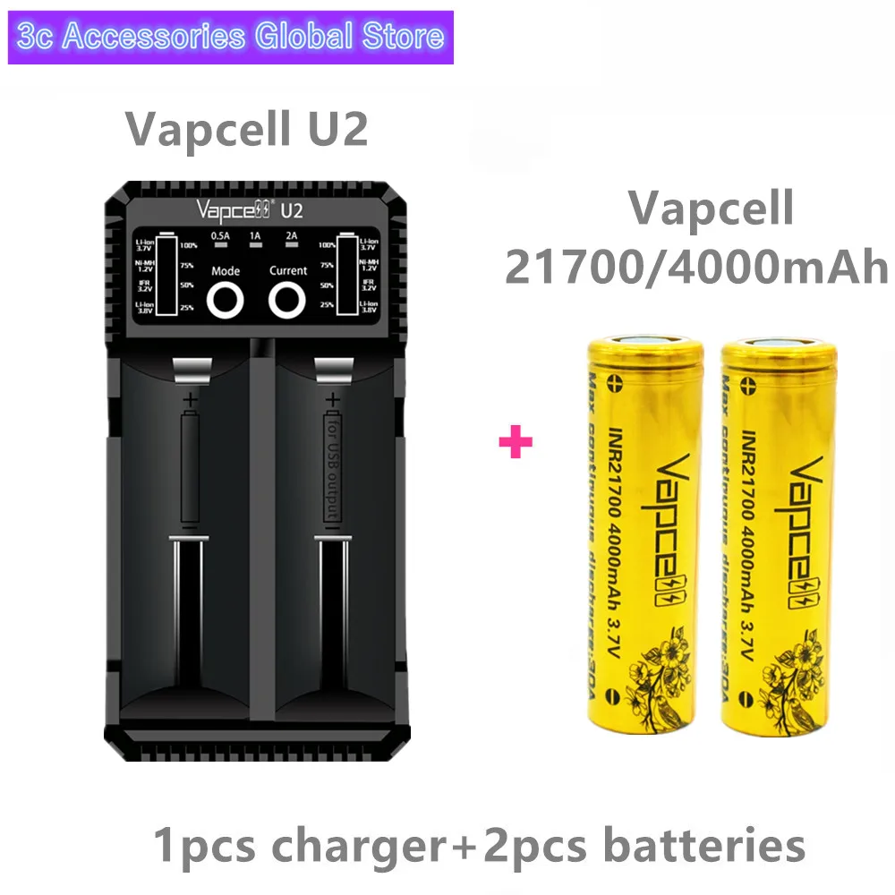 Аккумуляторная батарея VAPCELL INR 21700 4000 мАч 30 А 2 шт.|Перезаряжаемые батареи| |